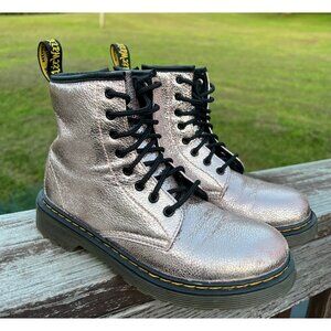 Doc Dr. Martens Air Wair Light Pink Disco Crinkle Metallic Foil Boots size 3